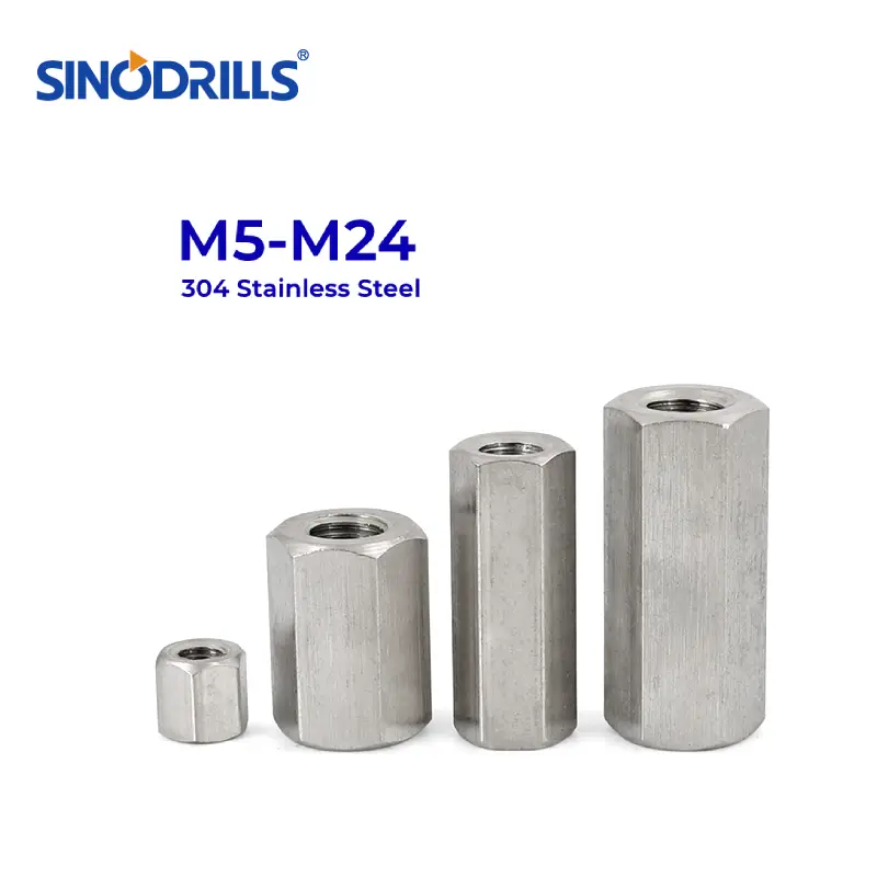 304 stainless steel hexagon rod coupling nuts