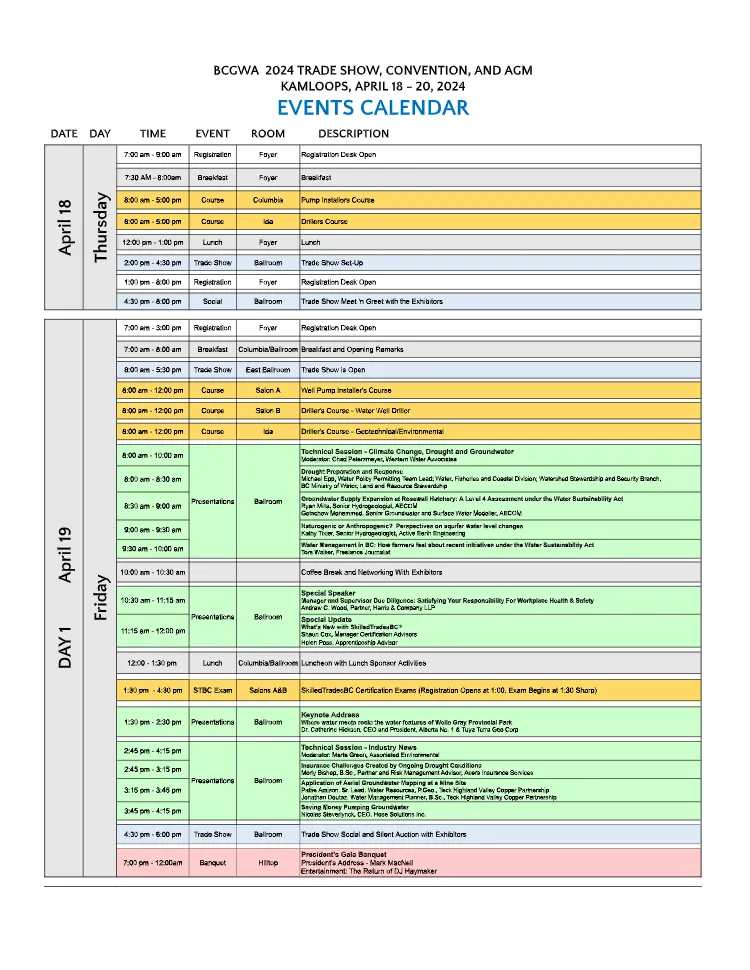 Click for Page2 of Events Calendar