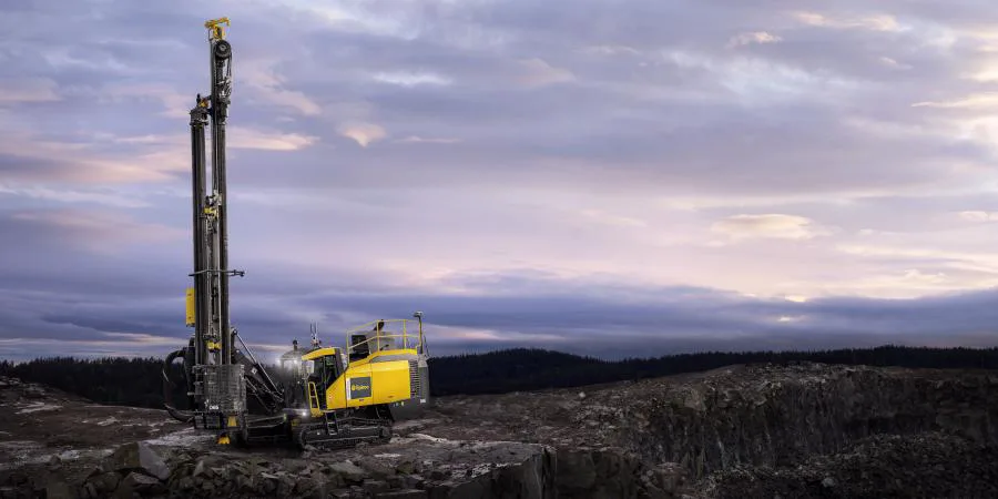 DTH hammer drilling rig at a quarry site