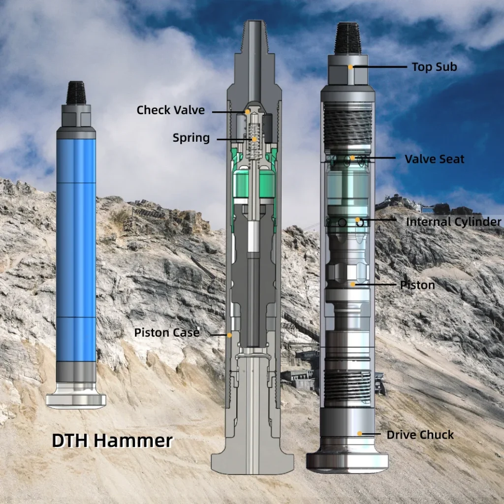 DTH hammer showing piston